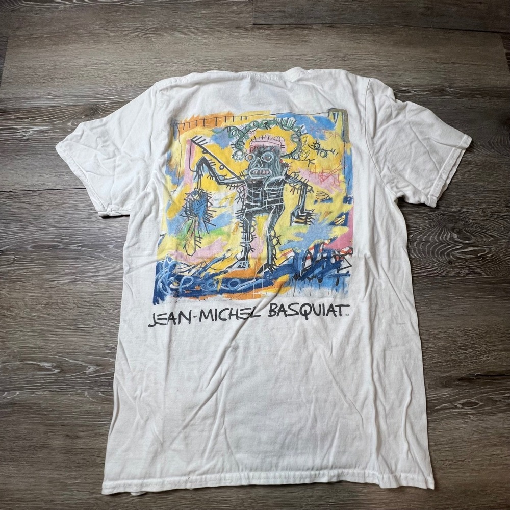 Jean-Michel Basquiat T-Shirt Mens Small White Crown Logo Graphic Art Tee